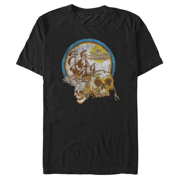 Men's Pirates of the Caribbean: On Stranger Tides Distressed Skull Logo  Graphic Tee Black 2X Large