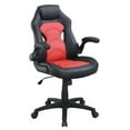 thumbnail image 1 of Poundex Chaise de Bureau en Faux Cuir Noir et Rouge, 1 of 7