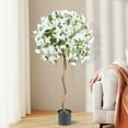 thumbnail image 4 of Gymax 2 Pcs 53 Pieds' Arbre Artificiel Azalée Plante Florale avec Fleurs Rouges Azalées Pot de Pépinière, 4 of 9