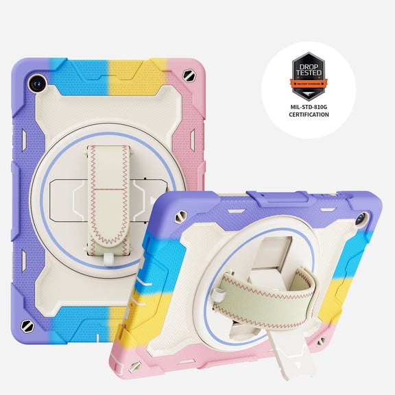 Case for Samsung Galaxy Tab A9 8.7" (2023), Shockproof Case with [Hidden Kickstand] [Hand Strap] Kids Friendly Protective Tablet Cover for Samsung Galaxy Tab A9 8.7" (2023), Pink