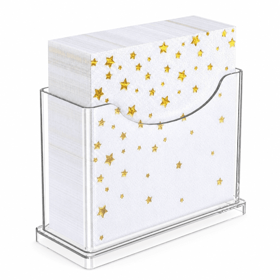 Clear Cocktail Napkin Holder Fits 6.3x4.7 Inch Napkins, Transparent Paper Napkin Organizer Dispenser for Home, Kitchen, Dinner, Bar, Craft Gathering