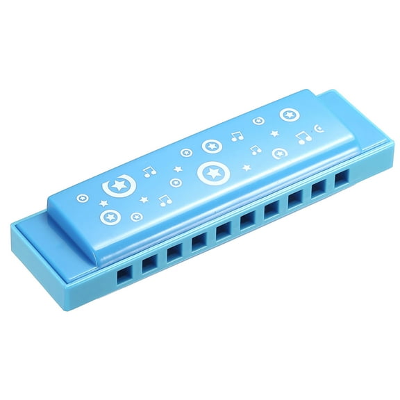 Uxcell Blue Translucent Harmonica Assorted Color 10 Holes ABS Harp Mouth