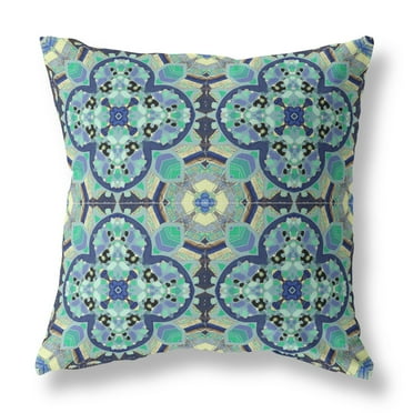 Amrita Sen Suede Aqua Indigo Zippered Pillow With Insert CAPL530FSDS-ZP-16x16