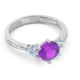 thumbnail image 3 of 2.20 Carat Round Cut Amethyst & Aquamarine Gemstone Beautiful Bridal Ring for Ladies in Solid 18K White Gold Size 8 by Diamond-Capitals, 3 of 6