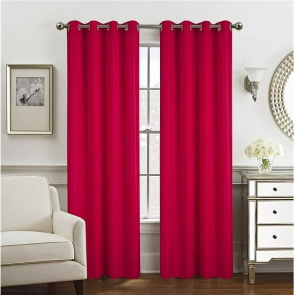 Olivia Gray Gilbert Solid Single Grommet Curtain Panel Pair - 54x84", Red