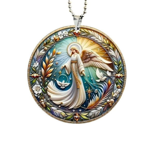 E Angel Printed Acrylic Christmas Hanging Ornament Decoration For Tree Car Home Festival Party Supplies Holiday Decor Gift Idea Decorative Hanging Piece 3.14 Inches