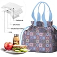 thumbnail image 4 of Boho Bohemia Flower Drawstring Lunch Bag Women - Drawstring Lunch Bag Insulated for Work Office - Stain-Resistant Large Lunchbags for Women with Multi-Pockets, 4 of 6