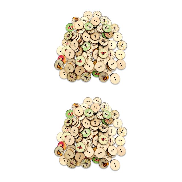 sweethay 100 piezas de botones de , pintura de reloj, decoraciones de estilo Retro, suministros para el hogar, manualidades DIY para coser ropa 25mm 2Conjunto