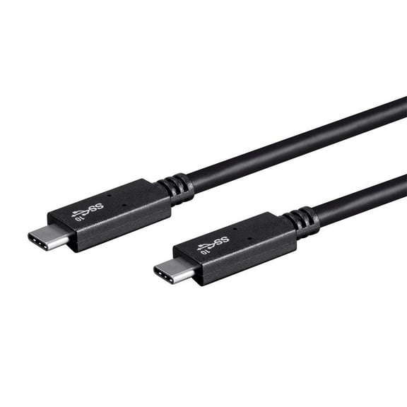 Monoprice USB C to USB C 3.1 Gen 2 Cable - 0.5 Meter (1.6 Feet) - Black | 10Gbps, 5A, 30AWG, Type C, Compatible with Xbox One / PS5/ Switch / iPad / Android and More - Essentials Series