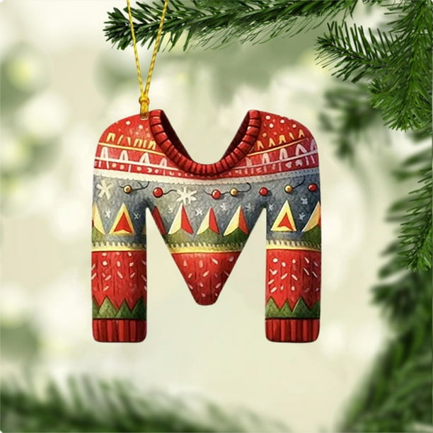 Adornos navideños, 26 letras, decoración para árbol de Navidad, colgante, adornos para árbol de Navidad, adornos navideños, decoración navideña, decoración colgante para árbol de Navidad, colgante con