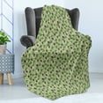 thumbnail image 4 of Vine Soft Flannel Fleece Throw Blanket, Viticulture Theme Swirly Grapevines Growing up the Wall Image, Cozy Plush for Indoor and Outdoor Use, 50" x 60", Dark Indigo Fern Green, by Ambesonne, 4 of 5