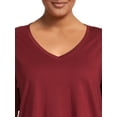 thumbnail image 4 of Terra & Sky Long Sleeve V Neck T-Shirt (Women's Plus) Maroon, 4 of 5