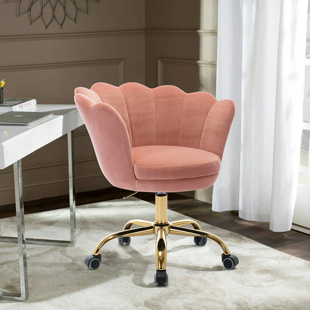 Modern Velvet Vanity Chair, Pink Vanity Swivel Chair