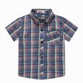 thumbnail image 2 of Boys Button Down Shirt Plaid Shirts for Boys Short Sleeve with Button Toddler Clothes Outwear Coat for Babys, 2 of 3