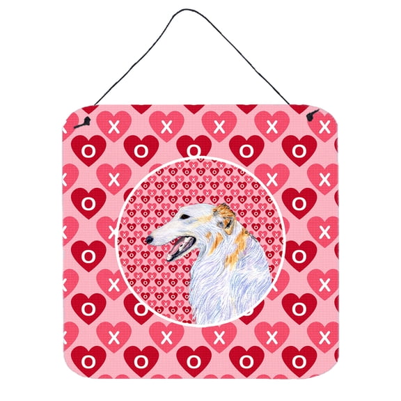 Carolines Treasures SS4475DS66 Borzoi Hearts Love and Valentines Day Portrait Wall or Door Hanging Prints 6HX6W