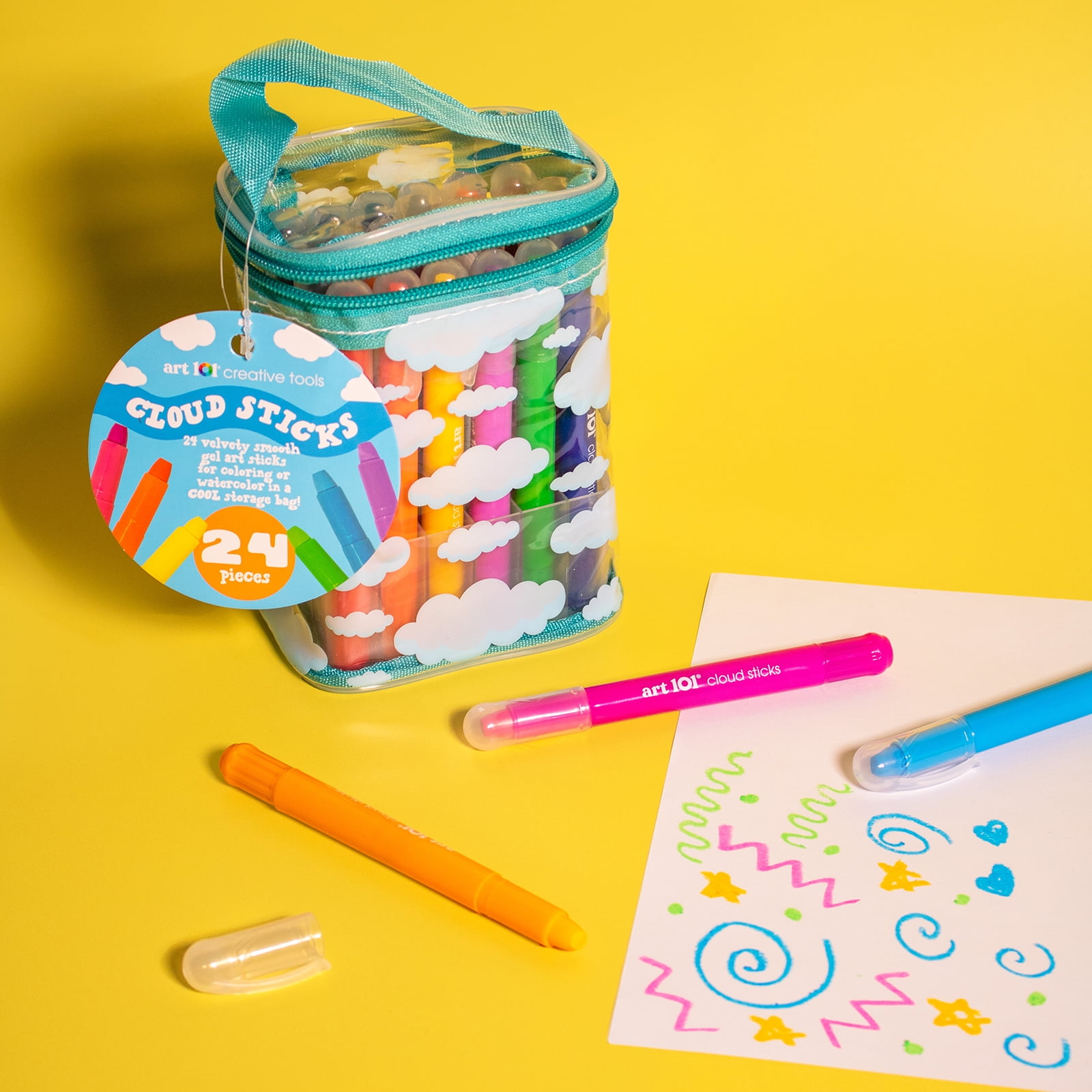 Art 101 Specialty Gel Coloring Cloud Sticks in Storage Bag with 24 Pieces