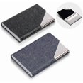 thumbnail image 1 of Crday Business Card Holder, Slim Professional 2 Packs Pu Leather+stainless Steel Gift, 1 of 5