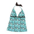 thumbnail image 1 of Hobie - Top de baño con cuello halter estampado para mujer, verde, XS, 1 of 2
