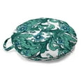 thumbnail image 1 of Botanical Round Floor Cushion with Handle, Rhythmic Art Deco Style Curvy Flowers Ivy Look Leaves Blossom Beauty, Pillow for Living Room & Dorms, 18" Round, Sea Blue and Jade Green, by Ambesonne, 1 of 4