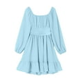 thumbnail image 6 of Wxirdiow Baby Girl Dresses Long Sleeve Girls Dress Toddler White Dresses Skater Twirl Cotton A-Line Dress for School Casual Light Blue Size,9-10 Years, 6 of 7