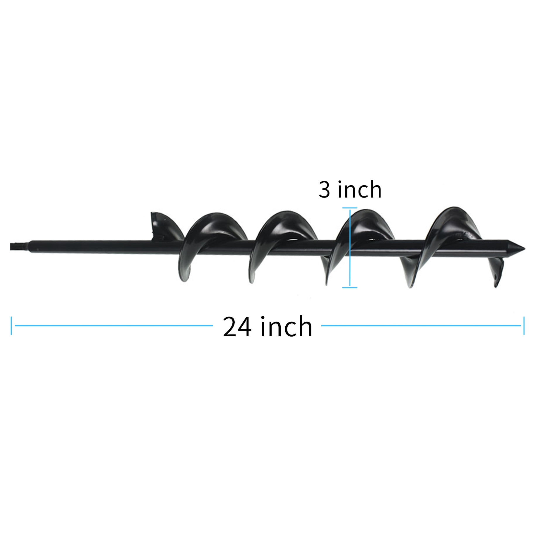 Handdo 3 x 24 Inch Auger Drill Bit Auger Spiral Drill Bit Ground Auger Drill Bit for 3/8 inch Hex Drive Drill
