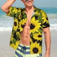 thumbnail image 4 of Uemuo Sunflowers In Vintage Printed Regular Fit Short Sleeve Casual Hawaiian Shirt for Men,Aloha shirt,Tropical shirt,Floral print shirt,Vacation Beach shirt-Medium, 4 of 9