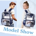 thumbnail image 6 of Soda Candy Clear Backpack Heavy Duty Stadium Approved See Through Book Bag Large Pvc Waterproof Transparent Bookback with Reinforced Strap for Work Security Concerts College, Navy, 6 of 8
