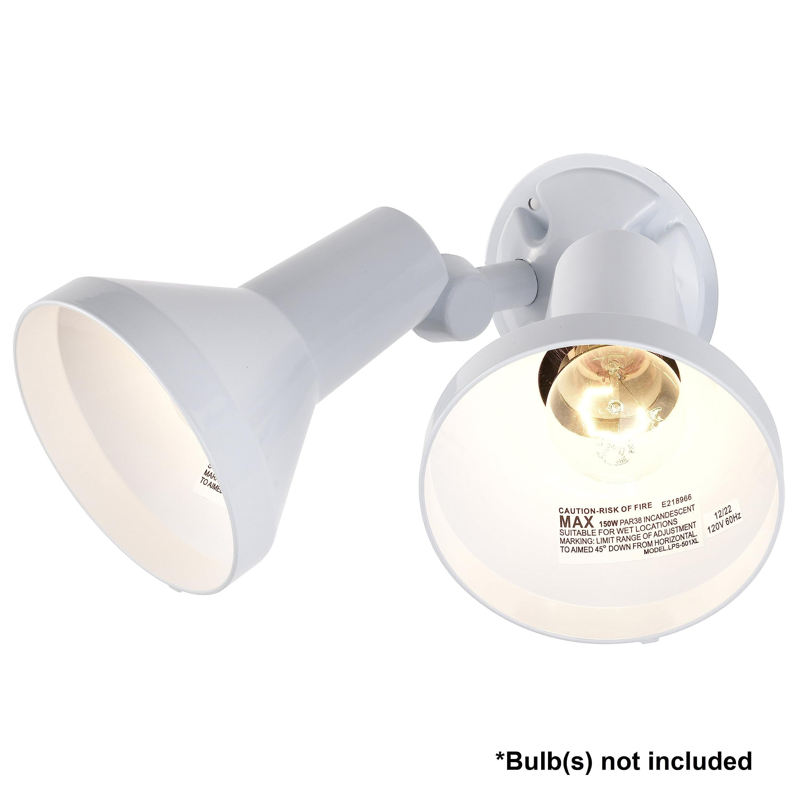 2-Light 15-in Flood Light Exterior PAR38 w/ Adjustable Swivel White Finish