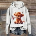 thumbnail image 2 of Women Christmas Outfit Western Holiday Cow Print Hoodie Cozy Pullover Graphic Sweatshirt for Women Casual Winter Warm Top White 2XL, 2 of 3