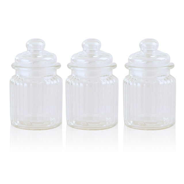 Toystoory Frasco de almacenamiento de alimentos de vidrio de 3 piezas Frascos de contenedores dulces sellados con tapa Organizadores de utensilios de cocina