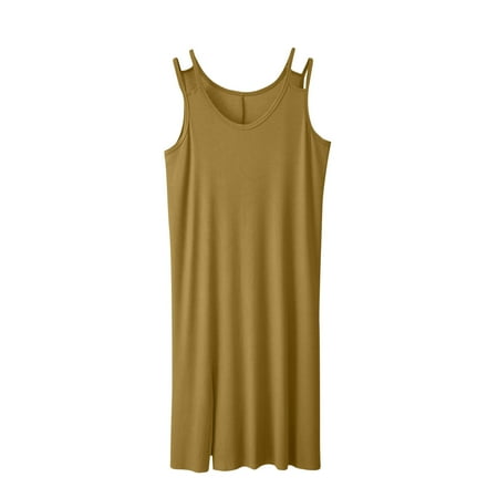 Tumotour Nightgowns For Women Wide Strap Dress Pajamas Loungewear Sleeveless Nightgown Sleepwear Chemise Lingerie Dress Round Neck Sleepwear Nightshirt
