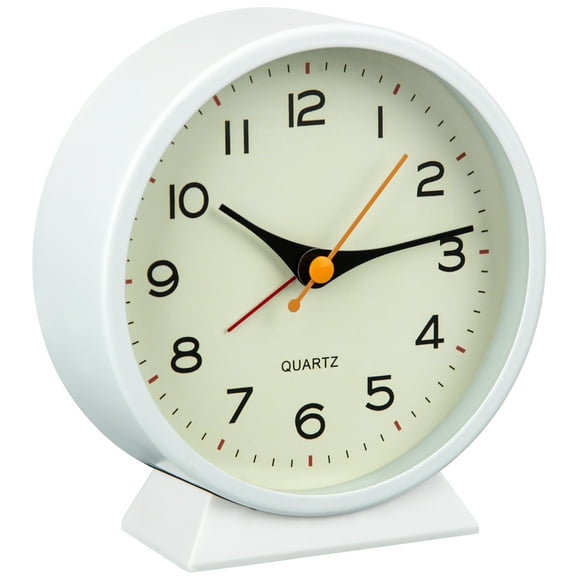 EastVita Analog Alarm Clock, Rétro 4,3 "Non-Tacking Snooze Ronde Réveil avec Snooze & Fonction Veilleuse, Chevet Silencieux Horloge pour la Maison, Salle de Bains, Bureau