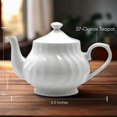 thumbnail image 2 of Lynns Porcelain Vintage Teapot with Embossed Swirls 37oz Tea Pot Classic White Tea Set for Parties & Celebrations Ideal Teapot for Tea Cups & Saucers Perfect for Tea Parties - Imperial White, 2 of 13
