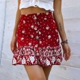 thumbnail image 3 of Aayomet Mini Skirts for Women Skirt Red Printed A Line Mini Skirt With Ruffle Hem (Red, S), 3 of 5