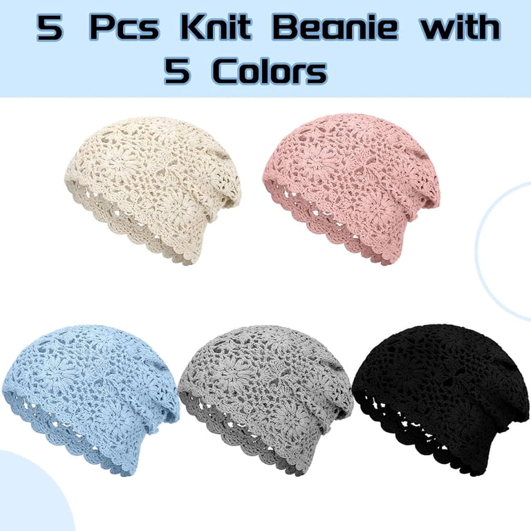 2434 Women Cotton Slouchy Crochet Beret Handmade Cutout Floral Beanie Hat Women Cotton Slouchy Crochet Beret Handmade Cutout Floral  main image 3