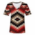 thumbnail image 4 of TQWQT Short Sleeve Shirts for Women Causal V Neck Western Aztec T Shirt Summer Loose Fit Ethnic Print Graphic Tees, 4 of 5
