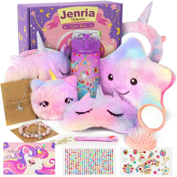 Set de regalo Jenria Unicorn para niñas de 3 a 12 años con bolsa de felpa