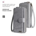 thumbnail image 4 of Cell Phone Bag Case for Samsung Galaxy S23 Plus, 2 In 1 Wallet Case Detachable Back Cover Zipper Pocket Hand Wrist Shockproof Large Space Cards Holder Purse Case for Galaxy S23 Plus, Gray, 4 of 8