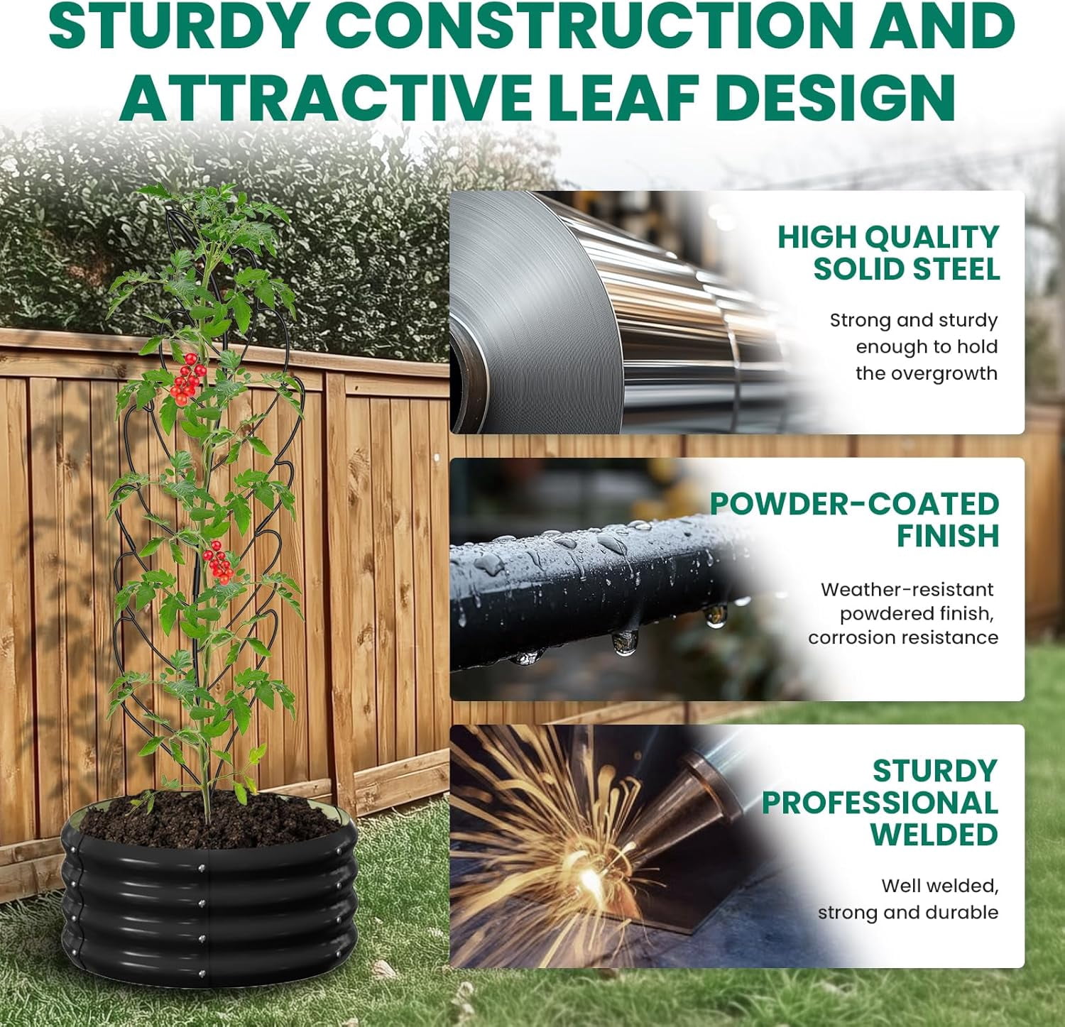 FICISOG 3 Pack Garden Trellis for Climbing Plants, 59" x 16" Large Metal Outdoor Decorative Potted Trellises for Vegetable Flower Rose Vines Cucumber Plant Support