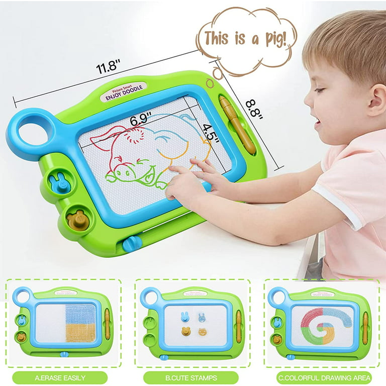 Kikidex Magnetic Drawing Board for 1-3 Year Old Kids, Boy Toys for