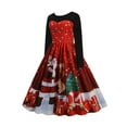 thumbnail image 3 of MAWCLOS Robe Midi Trapèze à Col Ras du Cou pour Femmes, Vacances, Manches Longues, Robe de Noël, Noir, G, 3 of 8