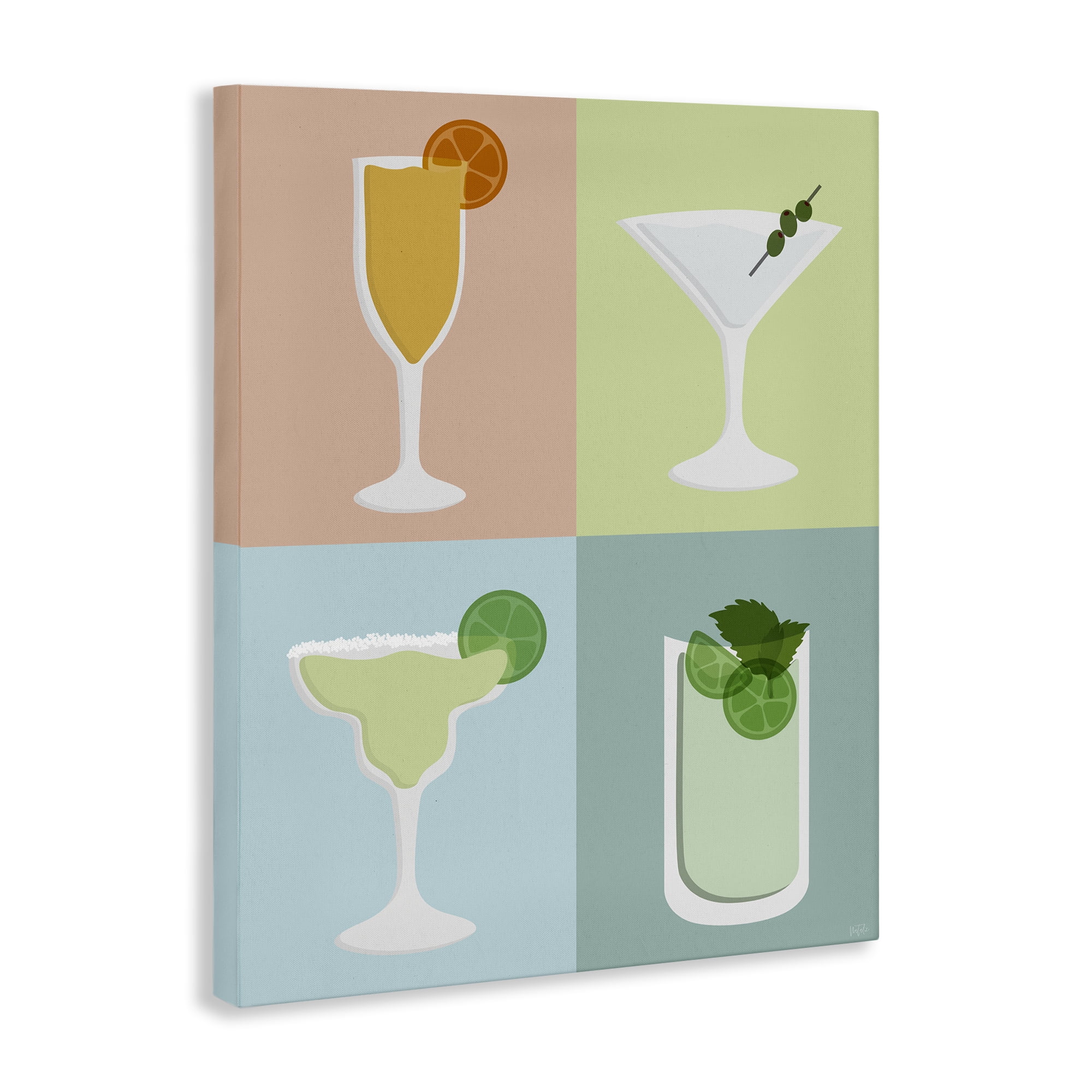 Stupell Industries Pastel Bar Cocktails Food & Beverage Painting Wrapped Canvas Art Print Wall Art, 24 x 30