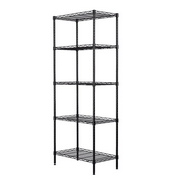 Lowestbest 5 Tier Wire Shelving, Metal Storage Shelves, Heavy Duty Adjustable Shelf Standing Kitchen Rack, Black