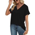 thumbnail image 5 of Womens Summer Tops Short Sleeve Shirts 2025 Fashion V Neck Outfits Clothes, 5 of 6