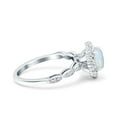 thumbnail image 2 of Halo Oval Art Deco Ring Lab Created White Opal 925 Sterling Silver Size 10, 2 of 6