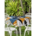 thumbnail image 3 of Outdoor Tablecloth with Umbrella Hole for Patio/Picnic/Party/Camping, Orange Geometric Waterproof Table Cloth Round Cover Washable, Modern Abstract Lines Textured (Dia 60"), 3 of 8