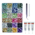 thumbnail image 2 of 24000Pcs AB Rhinestones Craft Kit, 24 Grid Flatback Resin Gems With Tweezers Wax Pen And 3 Glue Bottles, Colorful And Aurora Borealis Nail Art Gems For DIY Crafts Clothes Tumblers Jewelry Making, 2 of 6
