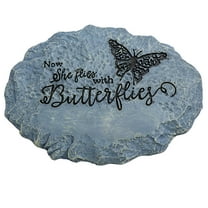 Butterfly Memorial Stone, Remembrance Garden Stone, Gray, 10-Inch