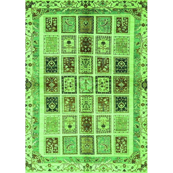 Ahgly Company Indoor Rectangle Abstract Green Modern Area Rugs, 8' x 12'