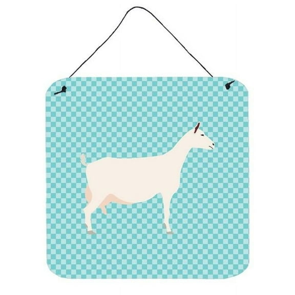 Carolines Treasures BB8063DS66 Saanen Goat Blue Check Wall or Door Hanging Prints, 6 x 6 in.